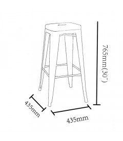 Tabouret Bar Patine Noir Vieilli Or Dallas