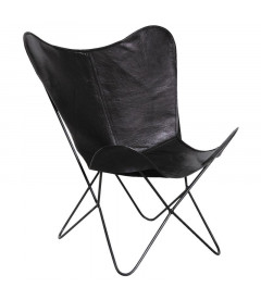 Fauteuil Butterfly En Cuir Noir