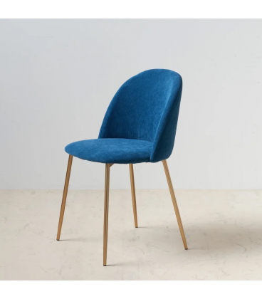 Chaise Corduroy Gold Velours Côtelé Bleue