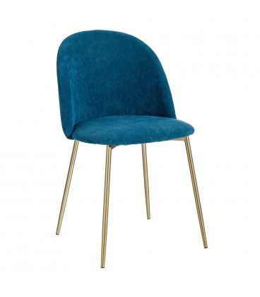 Chaise Corduroy Gold Velours Côtelé Bleue