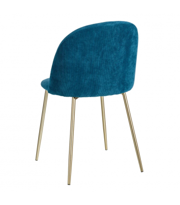 Chaise Corduroy Gold Velours Côtelé Bleue