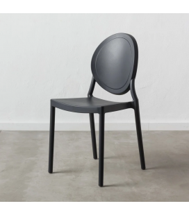 Lot de 4 Chaises Médaillon Empilables Gris Foncé 2