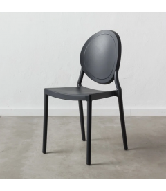 Lot de 4 Chaises Médaillon Empilables Gris Foncé Lot de 4 Chaises Médaillon Empilables Gris Foncé