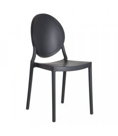 Lot de 4 Chaises Médaillon Empilables Gris Foncé Lot de 4 Chaises Médaillon Empilables Gris Foncé