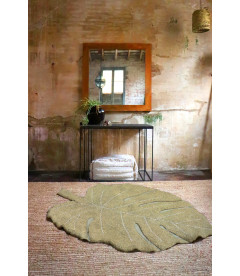 Tapis Monstera Olive Coton 120/180 cm Lavable en Machine