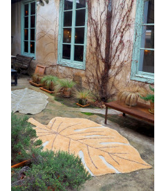 Tapis Monstera Olive Coton 120/180 cm Lavable en Machine