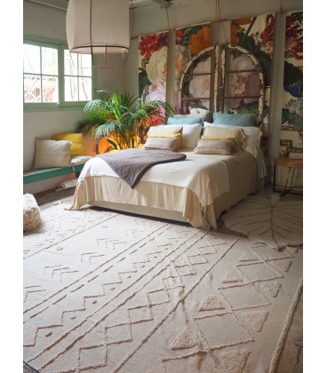 Tapis Monstera Natural Coton 120/180 cm Lavable en Machine