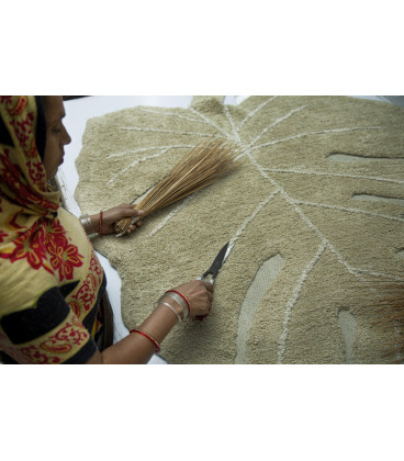 Tapis Monstera Olive Coton 120/180 cm Lavable en Machine