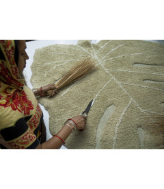 Tapis Monstera Olive Coton 120/180 cm Lavable en Machine