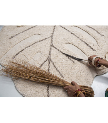 Tapis Monstera Natural Coton 120/180 cm Lavable en Machine