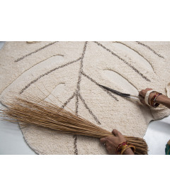 Tapis Monstera Natural Coton 120/180 cm Lavable en Machine