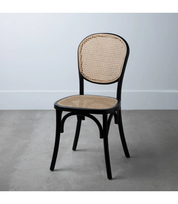 Chaise Médaillon Cannage Noir Bouleau Rotin - HØGEN