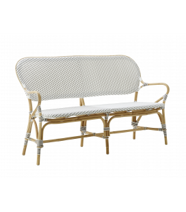 Banc Isabelle Rotin Tressage Blanc Points Cappuccino Sika-Design
