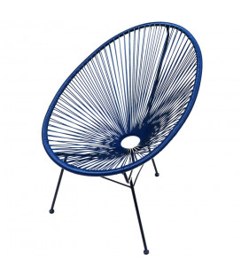 Fauteuil Acapulco Bleu Nuit - Structure Acier Noir Monobloc