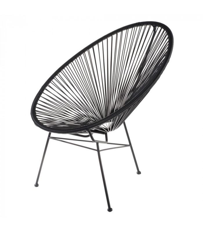 Fauteuil Acapulco Noir Structure Acier Noir