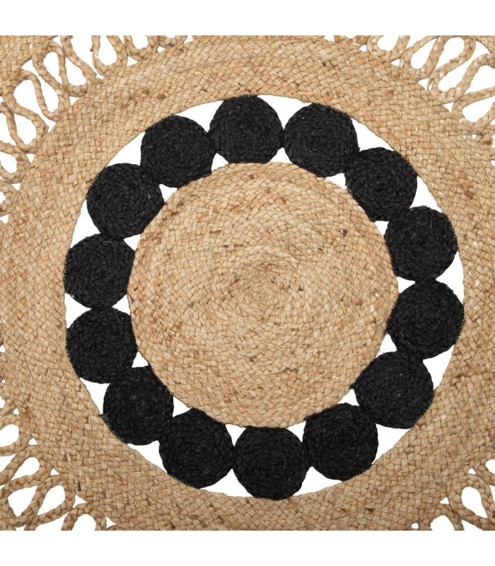  Tapis  Jute Rond  Noir Ajour  120cm H GEN