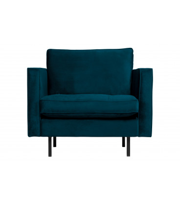 Fauteuil Rodéo Classic Velvet Bleu Matelassé