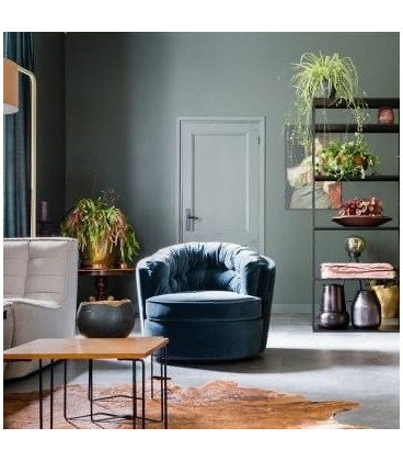 Fauteuil Pivotant Carroussel Velours BleuWOOOD by De Eekhoorn