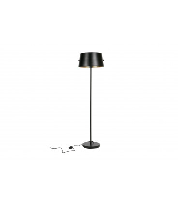 Lampadaire Pien Noir 145 cm avec Abat-Jour Noir/LaitonWOOOD by De Eekhoorn