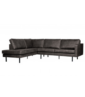 Canapé d'Angle Rodéo Gauche Black Cuir RecycléWOOOD by De Eekhoorn 2