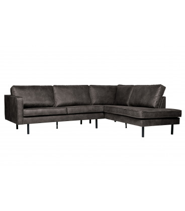 Canapé d'Angle Rodéo Droit Black Cuir RecycléWOOOD by De Eekhoorn