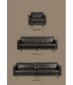 Canapé Rodéo Classic 2.5 Places XL Classic Black Cuir Recyclé Façon MatelasséWOOOD by De Eekhoorn
