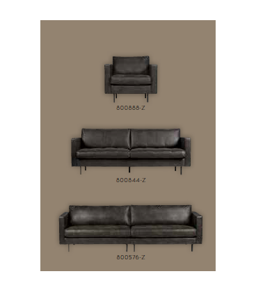 Canapé Rodéo Classic 3 Places XL Black Cuir Recyclé Façon MatelasséWOOOD by De Eekhoorn