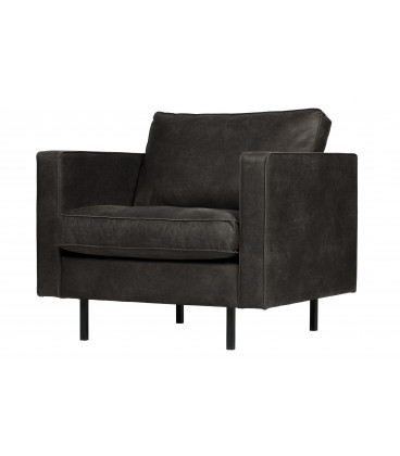 Fauteuil Rodéo Classic Cuir Recyclé Black MatelasséWOOOD by De Eekhoorn