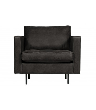 Fauteuil Rodéo Classic Cuir Recyclé Black Matelassé