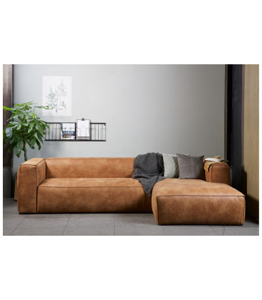 Canapé d'Angle Droit Bean en Cuir Recyclé CognacWOOOD by De Eekhoorn