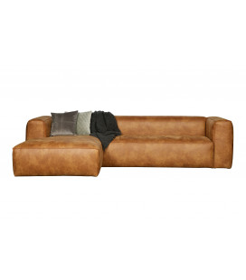Canapé d'Angle Gauche Bean en Cuir Recyclé Cognac
