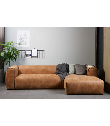 Canapé d'Angle Gauche Bean en Cuir Recyclé CognacWOOOD by De Eekhoorn