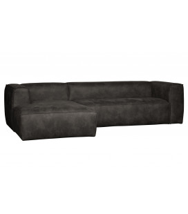 Canapé d'Angle Gauche Bean en Cuir Recyclé NoirWOOOD by De Eekhoorn 2