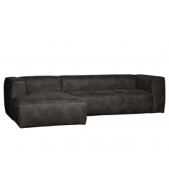 Canapé d'Angle Gauche Bean en Cuir Recyclé NoirWOOOD by De Eekhoorn