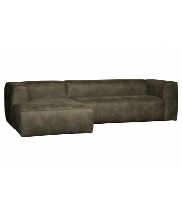 Canapé d'Angle Gauche Bean en Cuir Recyclé ArmyWOOOD by De Eekhoorn