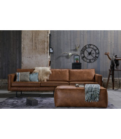 Pouf Large Rodéo Cuir Recyclé CognacWOOOD by De Eekhoorn Pouf Large Rodéo Cuir Recyclé CognacWOOOD by De Eekhoorn