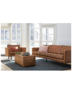 Pouf Large Rodéo Cuir Recyclé CognacWOOOD by De Eekhoorn 2