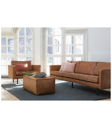 Pouf Large Rodéo Cuir Recyclé CognacWOOOD by De Eekhoorn