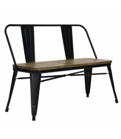 Banc Tucker Acier Noir Mat & Bois D'Hêtre