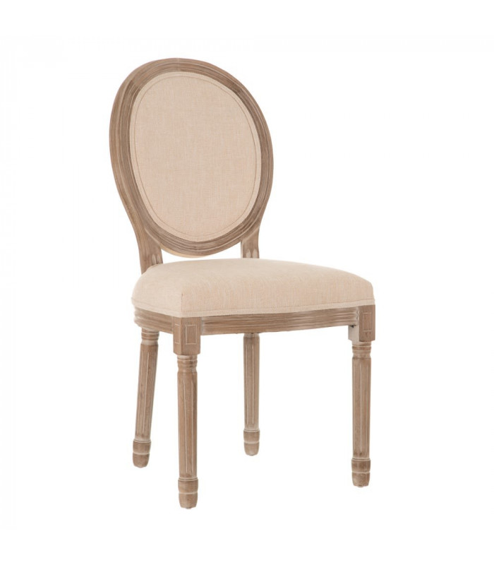 Chaise Médaillon Beige Bois/Tissu - HØGEN