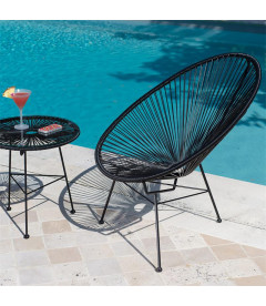 Fauteuil Acapulco Noir - Structure Acier Noir Fauteuil Acapulco Noir - Structure Acier Noir