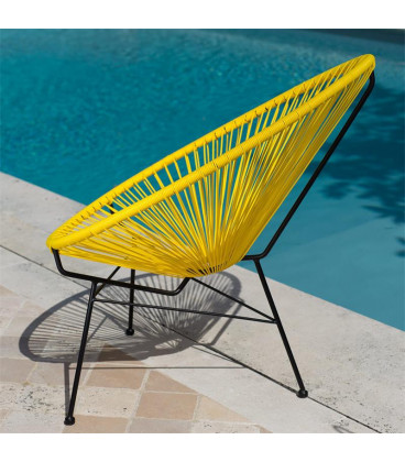 Fauteuil Acapulco Jaune- Structure Acier Noir