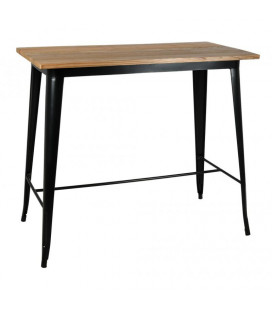 Table Bar Tuck Acier Noir Mat & Bois