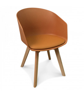 Fauteuil Scandinave Caramel + Coussin