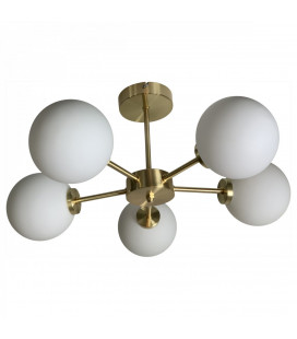Suspension Ronde 5 Globes Edmond Dorée