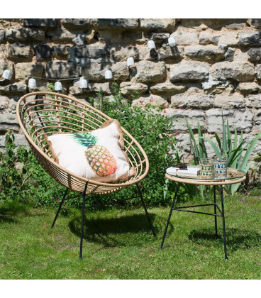 Fauteuil Panama Rotin - Structure Acier Noir