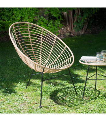 Fauteuil Panama Rotin - Structure Acier Noir