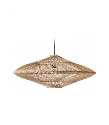Suspension Maya Rotin Naturel Ø75cm Câble Corde Douille Laiton