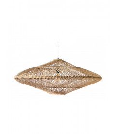 Suspension Maya Rotin Naturel Ø75cm Câble Corde Douille Laiton