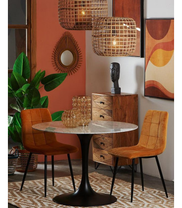 Chaise Manta Cognac Velours Chenillé